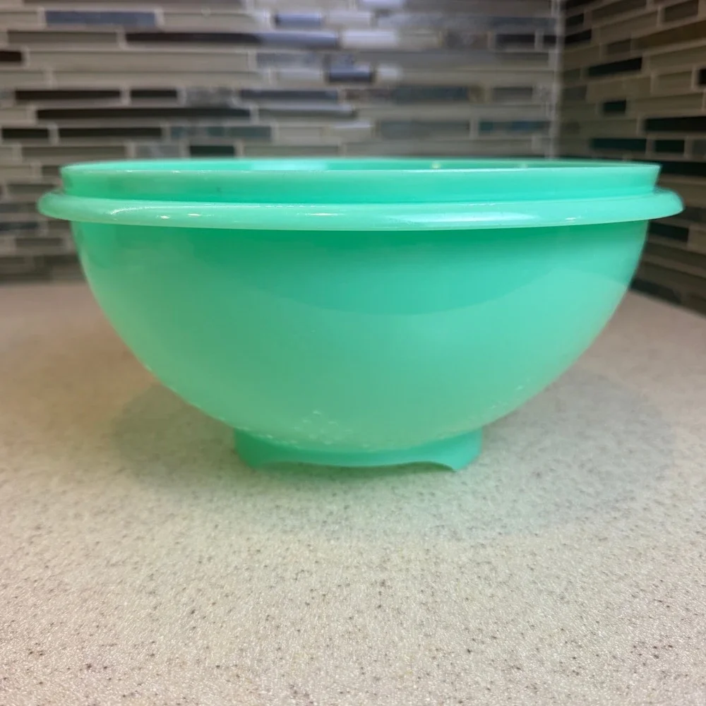 VTG Tupperware Jadeite Green Colander Strainer 339-3 Footed Starburst Retro USA